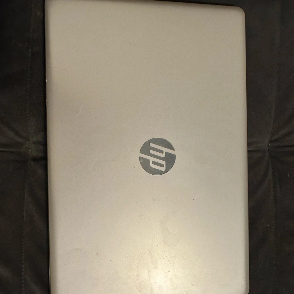 HP Silver and Black Laptop with Charger